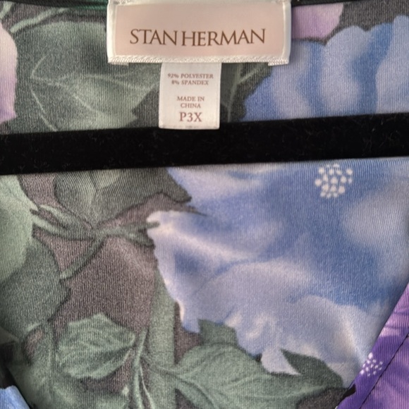 Stan Herman Silky Jersey Hibiscus plus dress size 3X - Picture 5 of 9